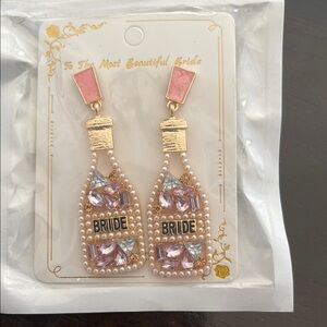 Bride Champagne Bottle Earrings
